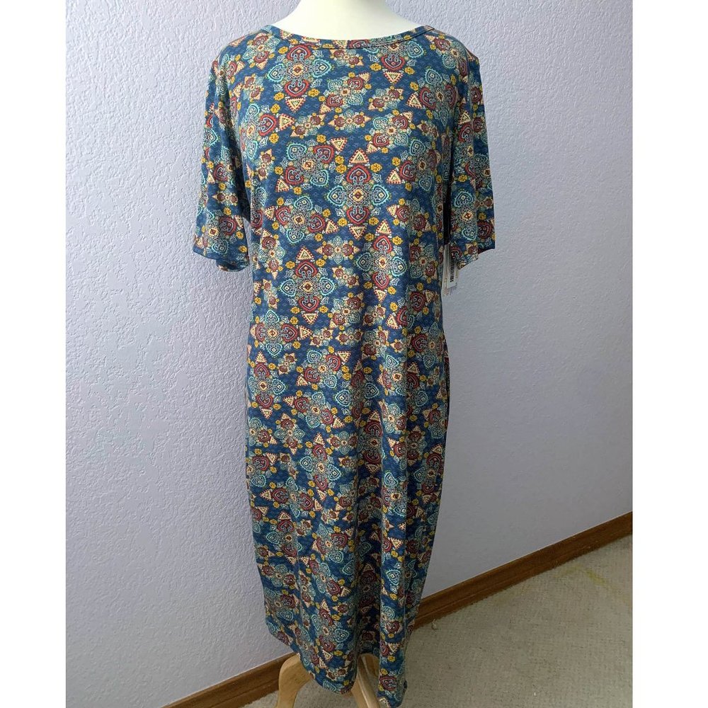 LuLaRoe 2XL Julia dress blue paisley scroll NWT